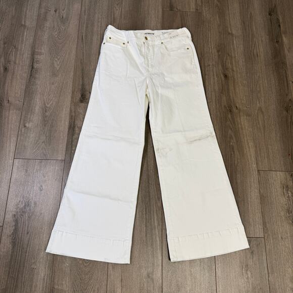 J.Crew 1996 Denim Trouser Jeans WMNS 29P White Hi-Rise Zip Fly Wide-leg Stretch - Picture 3 of 9